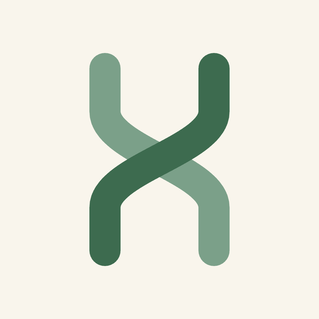 FitGlass app icon — two interlocking green ribbons